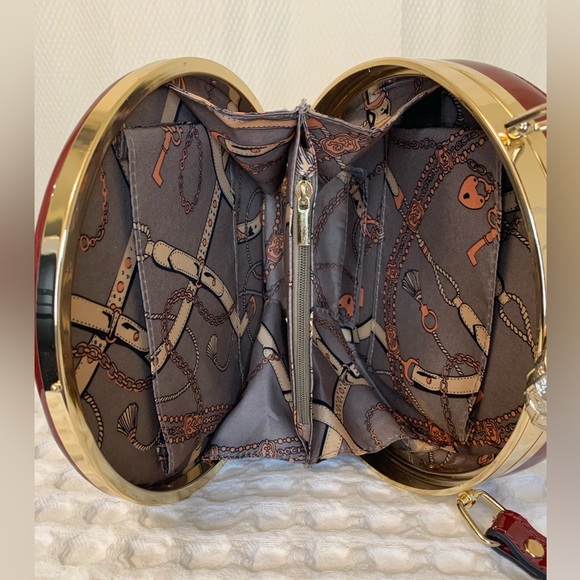 Elegant Party Burgundy with Diamond Cross Body Bag - Picture 5 of 5